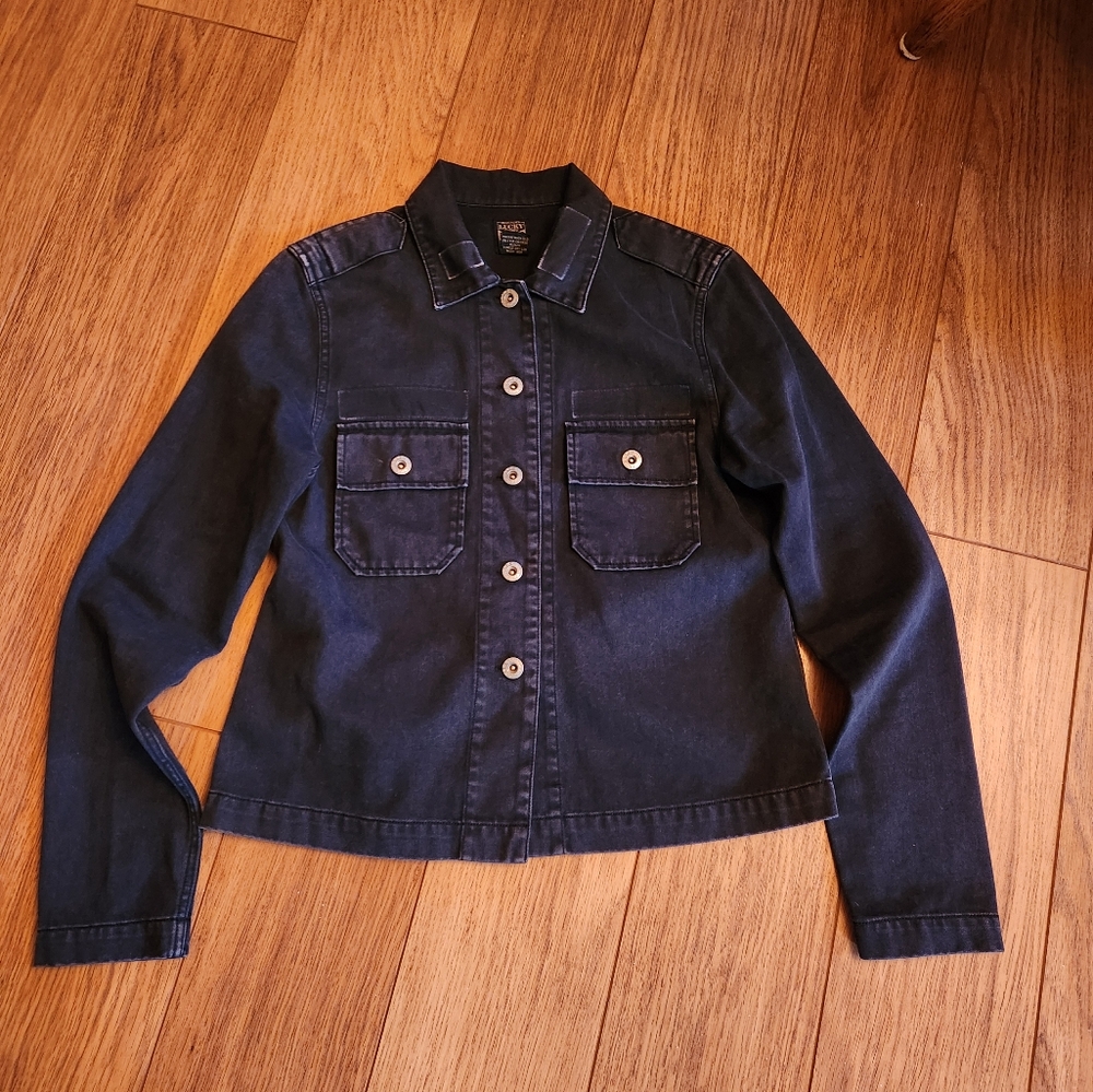 Lucky Brand Outdoor Supply Service Cotton Distressed Utility Jacket Black Small